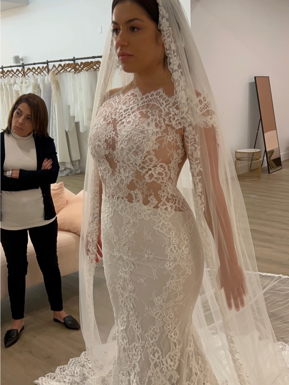 Illusion Lace Sheath Wedding Dress in White
